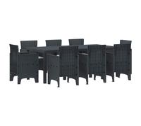 vidaXL Garden Dining Set 9 pcs Anthracite Polt rattan, Black