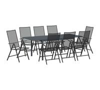 vidaXL Garden Dining Set Folding 9 pcs Anthracite Steel, Stylish Modern Garden a
