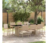 vidaXL Garden Dining Set 9 pcs Beige Poly Rattan