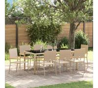 vidaXL Garden Dining Set 9 pcs Beige Poly Rattan
