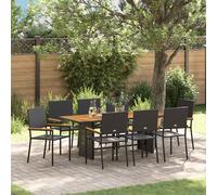vidaXL Garden Dining Set 9 pcs Black Poly Rattan