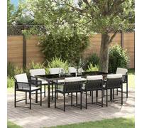 vidaXL Garden Dining Set 9 pcs Black Poly Rattan