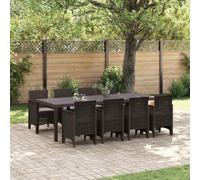 vidaXL Garden Dining Set 9 pcs Brown Polt rattan