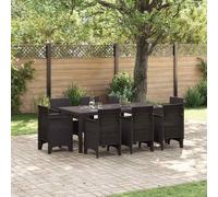 vidaXL Garden Dining Set 9 pcs Brown Polt rattan