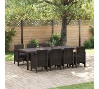 vidaXL Garden Dining Set 9 pcs Brown Polt rattan
