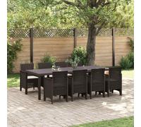 vidaXL Garden Dining Set 9 pcs Brown Polt rattan