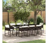 vidaXL Garden Dining Set 9 pcs Brown Poly Rattan