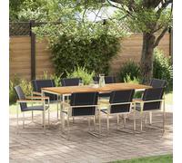 vidaXL Garden Dining Set 9 pcs Brown Solid Acacia Wood