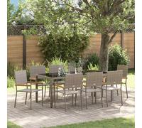 vidaXL Garden Dining Set 9 pcs Grey Poly Rattan