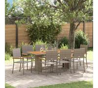 vidaXL Garden Dining Set 9 pcs Grey Poly Rattan