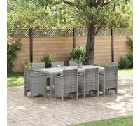 vidaXL Garden Dining Set 9 pcs Light Grey Polt rattan
