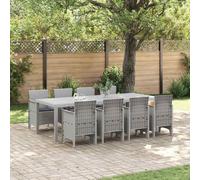 vidaXL Garden Dining Set 9 pcs White Polt rattan