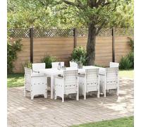 vidaXL Garden Dining Set 9 pcs White Polt rattan