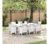 vidaXL Garden Dining Set 9 pcs White Polt rattan