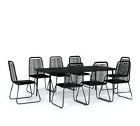 vidaXL Garden Dining Set 9 Piece Black Patio Outdoor Table and Chair Furniture