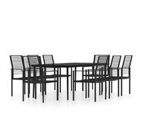 vidaXL Garden Dining Set 9 Piece Black Patio Outdoor Table and Chair Furniture