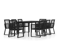 vidaXL Garden Dining Set 9 Piece Black Patio Outdoor Table and Chair Furniture