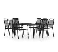 vidaXL Garden Dining Set 9 Piece Black Patio Outdoor Table and Chair Furniture