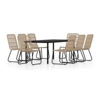vidaXL Garden Dining Set 9 Piece Oak Outdoor Table and Chair Seating Furniture