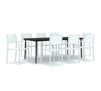 vidaXL Garden Dining Set 9 Piece White Outdoor Patio Furniture Table and Chair