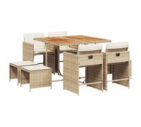 vidaXL Garden Dining Set | Beige, Brown, Cream