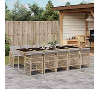 vidaXL Garden Dining Set | Beige | PE Rattan | 11 Piece Set | Foldable