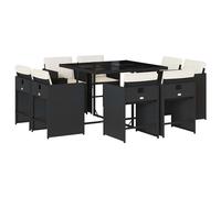 vidaXL Garden Dining Set | Black and Cream White | PE Rattan | 8-Seater
