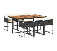 vidaXL Garden Dining Set | Black, Brown, Cream White