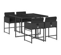 vidaXL Garden Dining Set | Black | PE Rattan | 4-seater | Durable