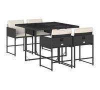 vidaXL Garden Dining Set | Black | PE rattan | 4-seater | Foldable