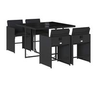 vidaXL Garden Dining Set | Black | PE rattan | 4-seater | Foldable
