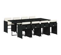 vidaXL Garden Dining Set | Black | PE Rattan | 8-seater | Foldable