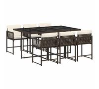 vidaXL Garden Dining Set | Brown | Poly Rattan | 6-seater | Foldable