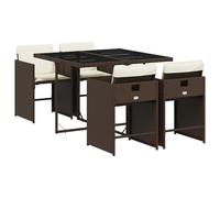 vidaXL Garden Dining Set | Brown | Poly Rattan | Four-seater | Stackable