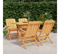 vidaXL Garden Dining Set Dinner Set Patio Seating 5 Piece Solid Wood Teak