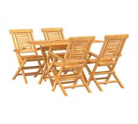 vidaXL Garden Dining Set Dinner Set Patio Seating 5 Piece Solid Wood Teak