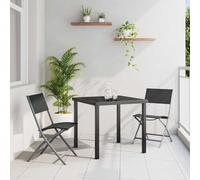 vidaXL Garden Dining Set Folding 3 pcs Black Textilene and steel