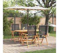 vidaXL Garden Dining Set Folding 5 pcs Black Solid Acacia Wood