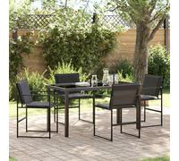 vidaXL Garden Dining Set Folding Manual 5 pcs Black 140 x 70 x 73 cm