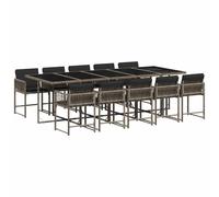 vidaXL Garden Dining Set | Grey | PE Rattan | 11 Piece Set | Foldable