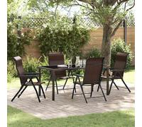 vidaXL Garden Dining Set Height-Adjustable 5 pcs Brown Poly rattan