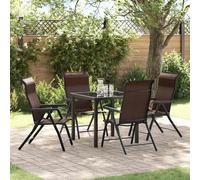 vidaXL Garden Dining Set Height-Adjustable 5 pcs Brown Poly rattan