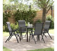 vidaXL Garden Dining Set Height-Adjustable 5 pcs Grey Poly rattan