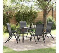 vidaXL Garden Dining Set Height-Adjustable 5 pcs Grey Poly rattan