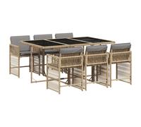 vidaXL Garden Dining Set | Mix beige | PE rattan | Medium | Stackable