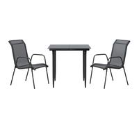 vidaXL Garden Dining Set Outdoor Dining Set 3 Piece Black Steel and Textilene