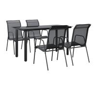 vidaXL Garden Dining Set Outdoor Dining Set 5 Piece Black Steel and Textilene