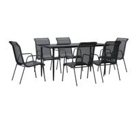 Garden Dining Set Outdoor Dining Set Chair Black Steel and Textilene vidaXL