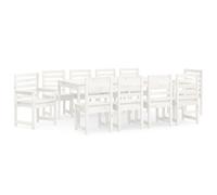 vidaXL Garden Dining Set Patio Table and Chair 11 Piece White Solid Wood Pine