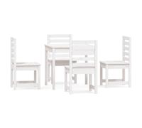 vidaXL Garden Dining Set Patio Table and Chair 5 Piece White Solid Wood Pine